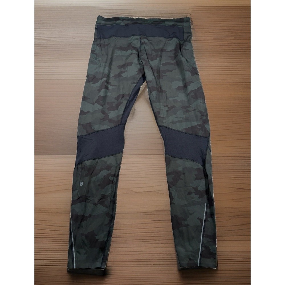 Lululemon Surge Tight Running Athletic Camo Mens XL LMA575S Green Black